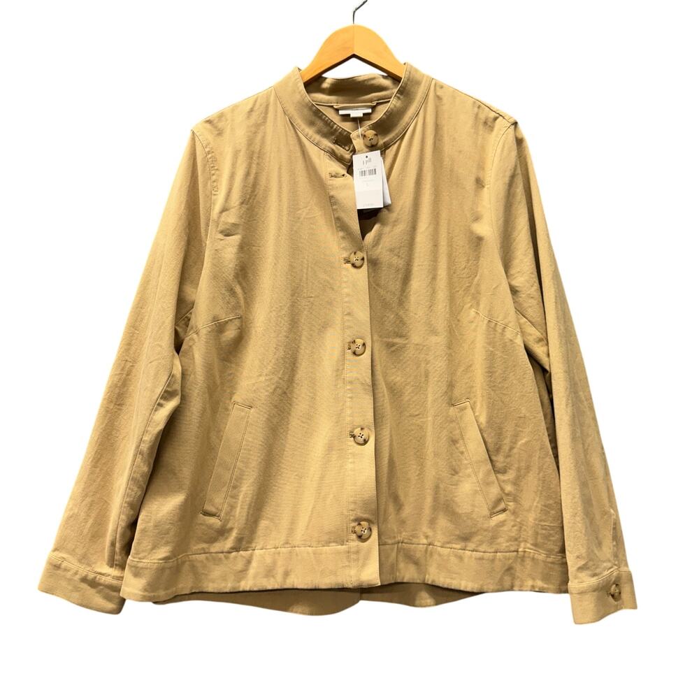 J Jill Jacket Coastal Sandbar Tan Button Up Womens Large Relaxed Waist NEW $129